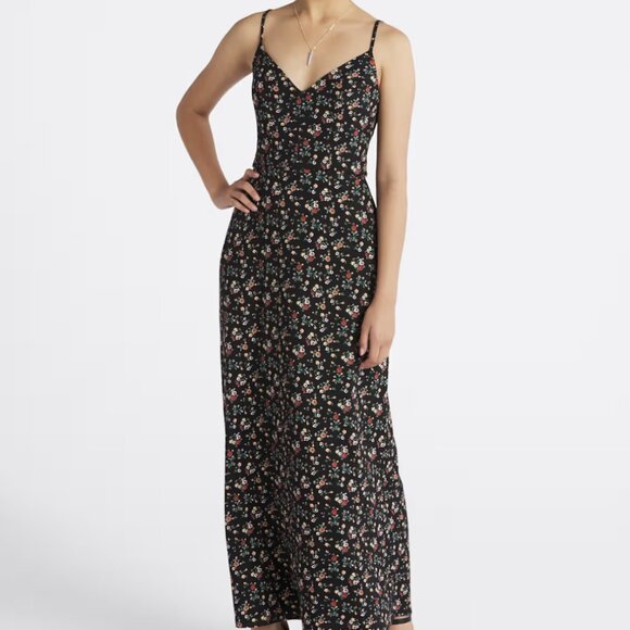 Nine Britton L Black Floral Willow Brushed Knit Maxi Dress - Picture 1 of 9